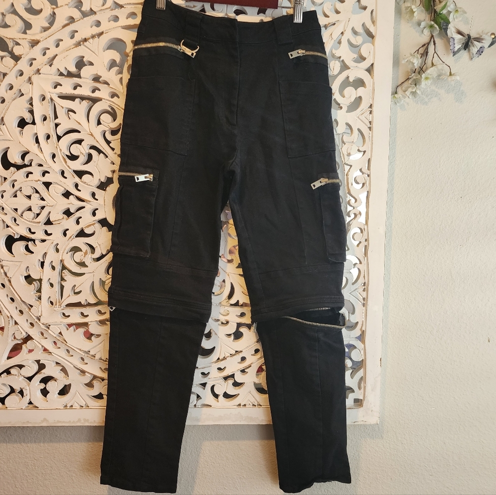 I. AM. Gia Ursa Convertible Cargo Punk Pants Zippers All Over Size Small - Picture 6 of 13
